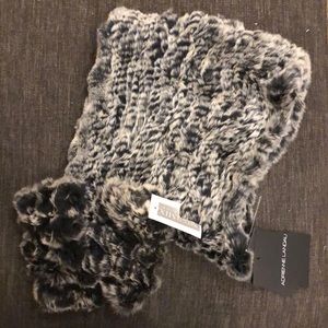 Intermix infinity scarf and fingerless gloves.